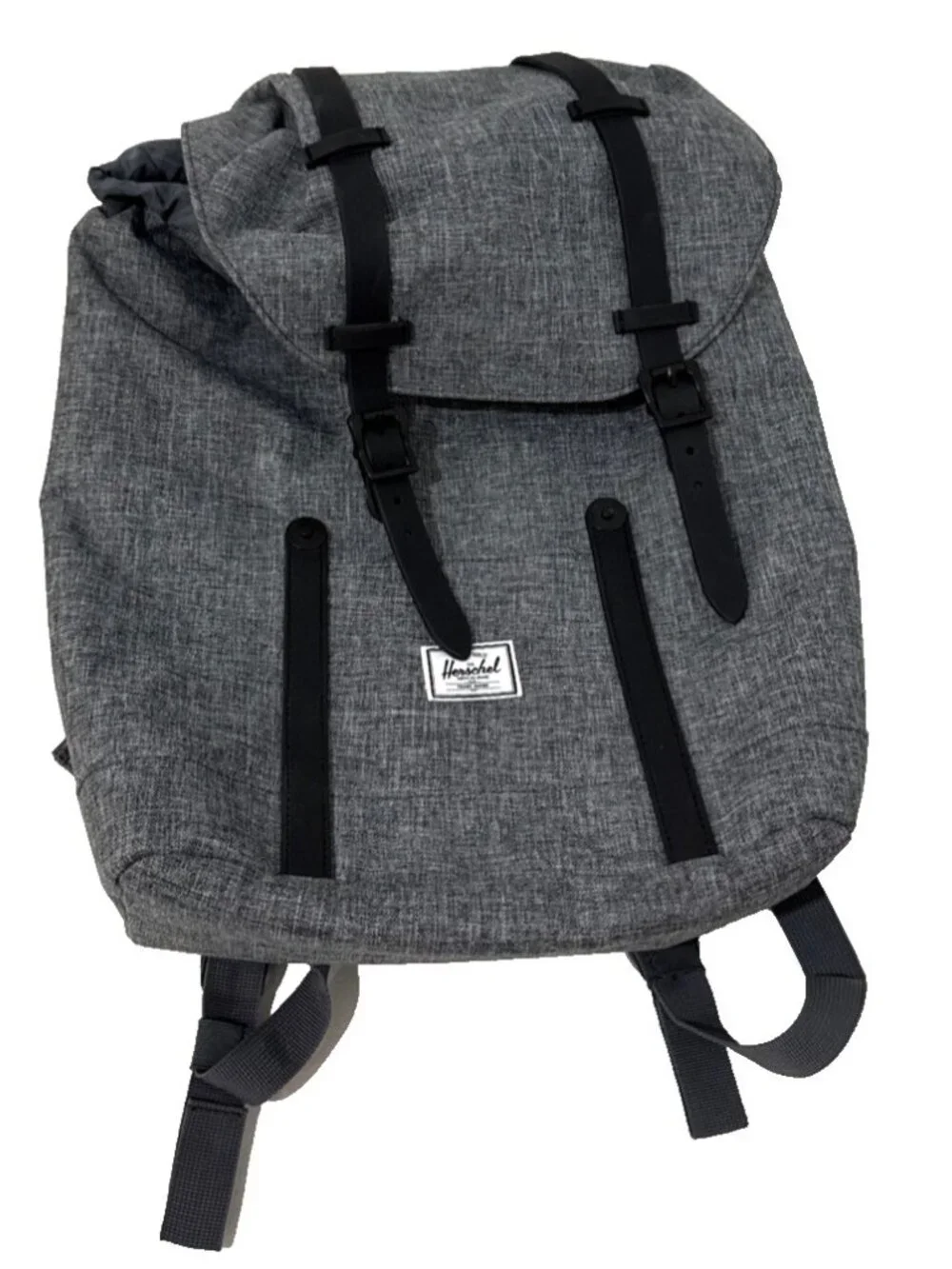 Herschel Supply Co Gray Laptop Backpack Raven Crosshatch and Red White Stripe